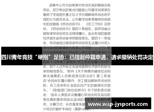 四川青年竞技“硬刚”足协：已提起仲裁申请，请求撤销处罚决定